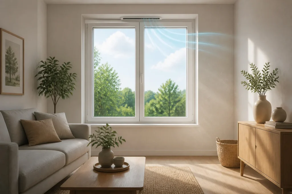 Salon lumineux avec ventilation integree