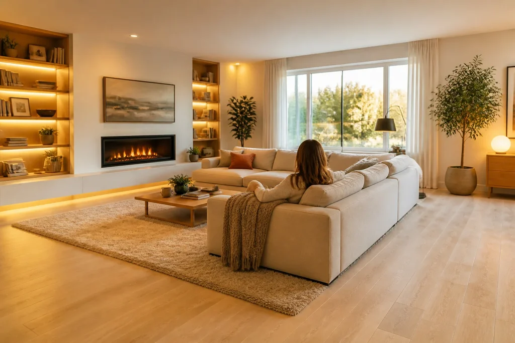 Salon moderne et chaleureux
