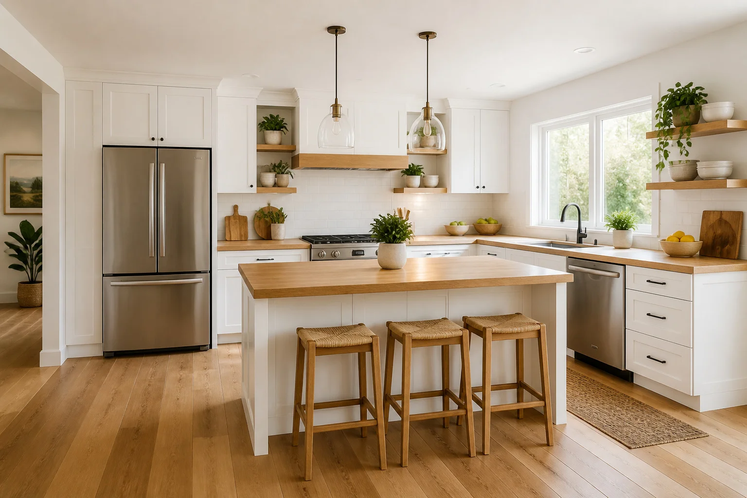 Cuisine blanche et bois : l’alliance chaleureuse