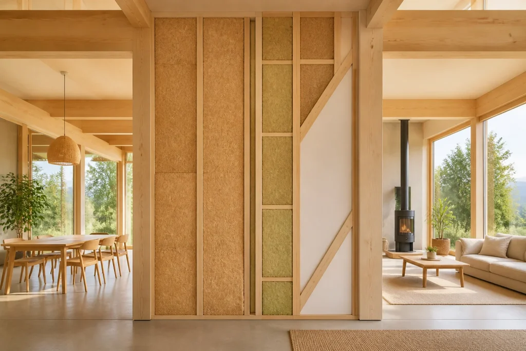 Isolation naturelle bois dans un interieur moderne