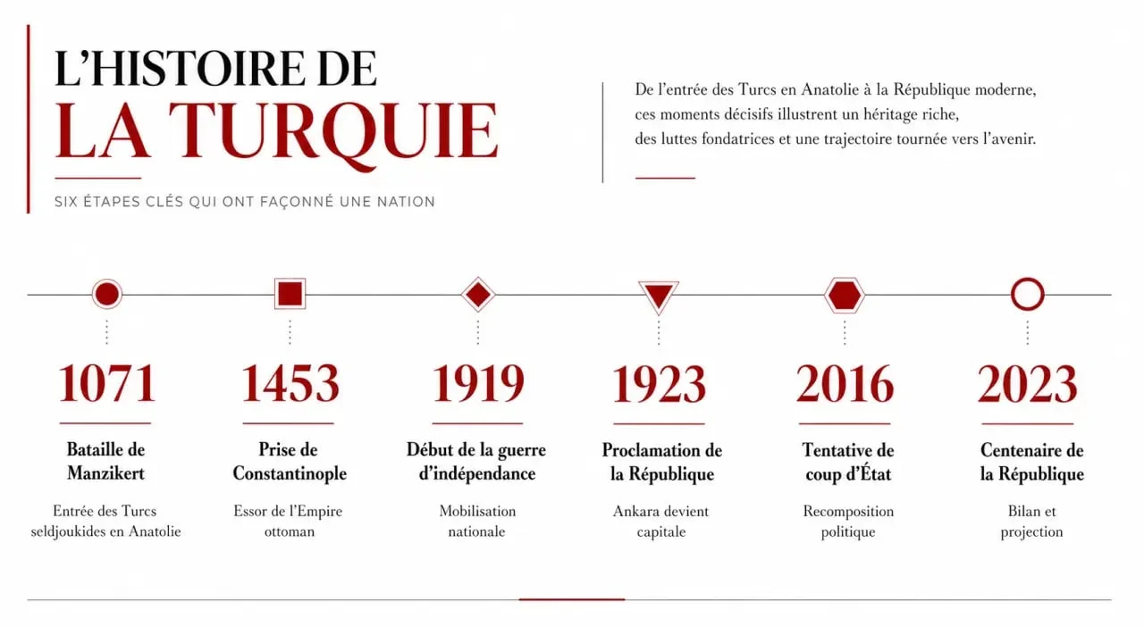 Frise chronologique de la Turquie avec les grandes dates historiques